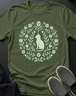 Cat Flowers Tee Gift For Cat Lover