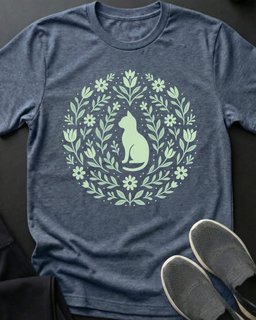 Cat Flowers Tee Gift For Cat Lover