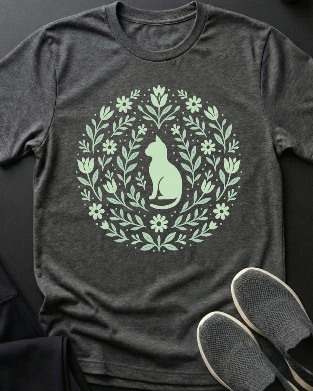 Cat Flowers Tee Gift For Cat Lover