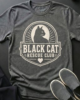 Black Cat Rescue Club Tee Gift For Cat Lover