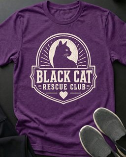 Black Cat Rescue Club Tee Gift For Cat Lover