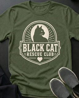 Black Cat Rescue Club Tee Gift For Cat Lover