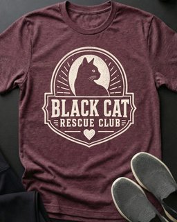 Black Cat Rescue Club Tee Gift For Cat Lover