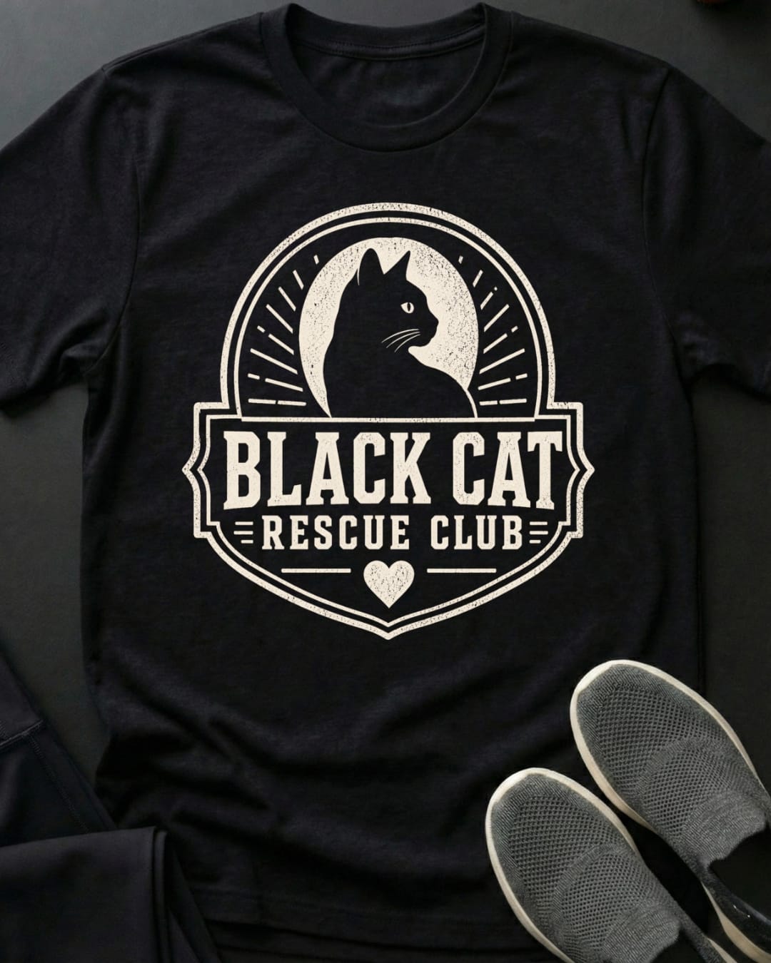 Black Cat Rescue Club Tee Gift For Cat Lover