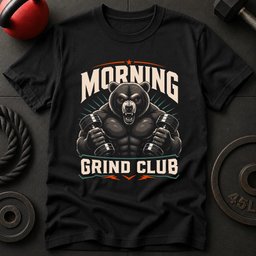 Morning Grind Club Bear T Shirt Gift For Fitness Lover