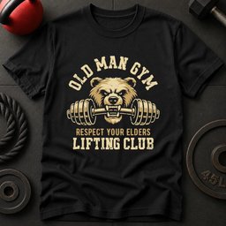 Old Man Gym Bear T Shirt Gift For Fitness Lover