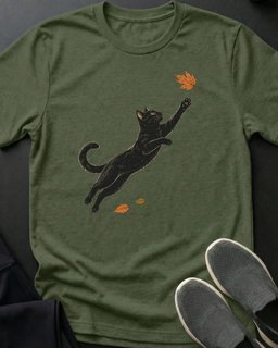 Fall Leap Tee Gift For Cat Lover