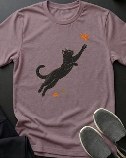 Fall Leap Tee Gift For Cat Lover