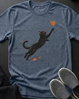 Fall Leap Tee Gift For Cat Lover