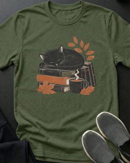 Cozy Reads Tee Gift For Cat Lover