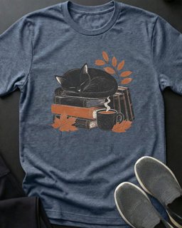 Cozy Reads Tee Gift For Cat Lover