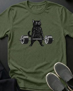 Deadlift Cat Tee Gift For Cat Lover