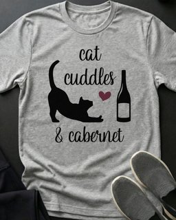 Cuddles And Cabernet Tee Gift For Cat Lover