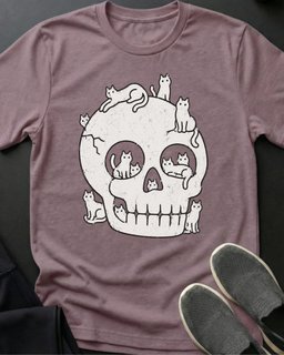 Happy Skull Tee Gift For Cat Lover