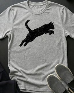 Leaping Cat Tee Gift For Cat Lover
