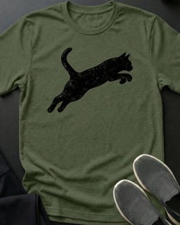 Leaping Cat Tee Gift For Cat Lover