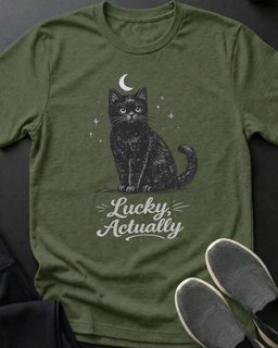Lucky Actually Tee Gift For Cat Lover