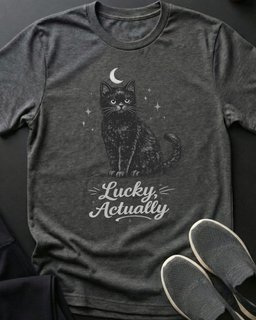 Lucky Actually Tee Gift For Cat Lover