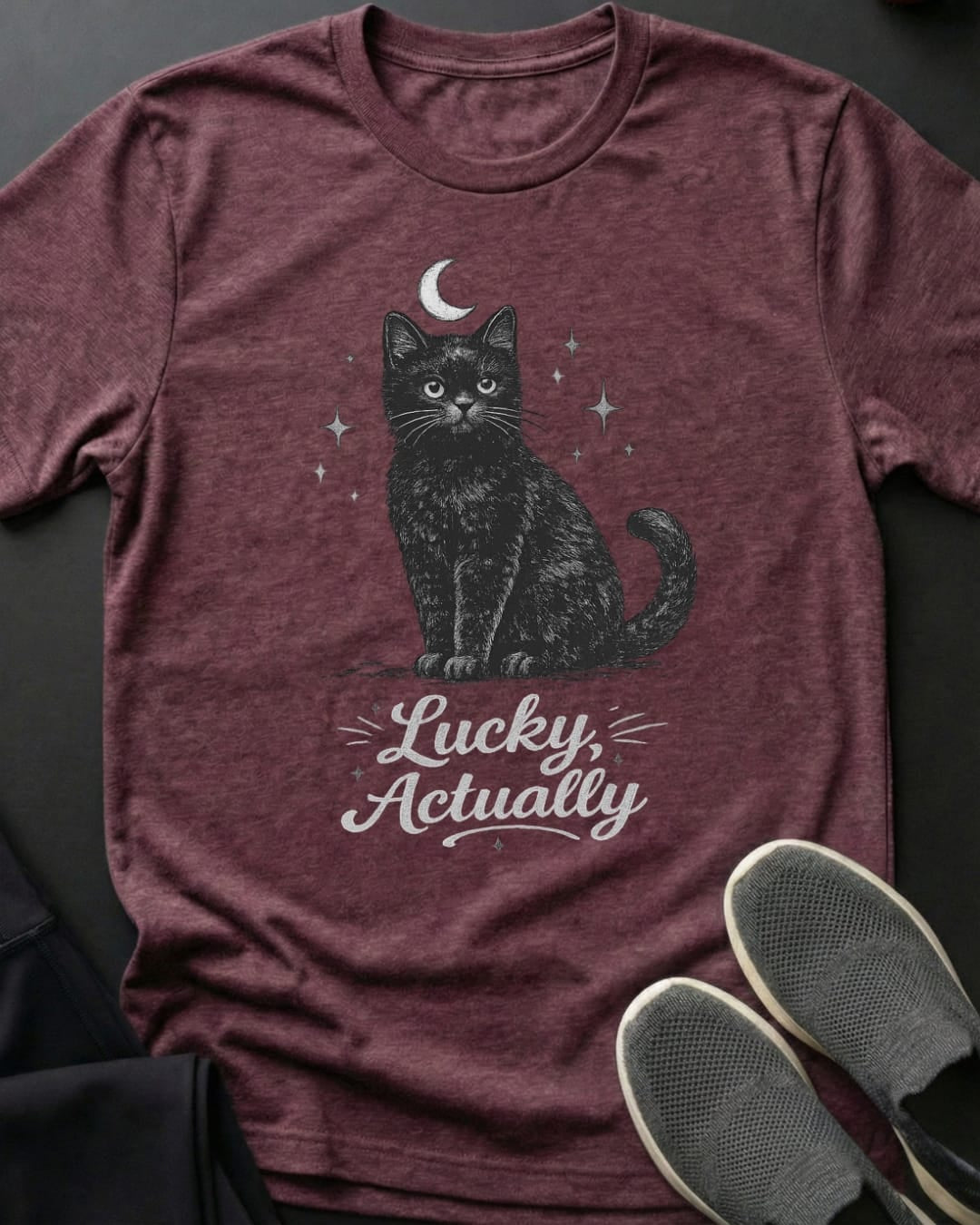 Lucky Actually Tee Gift For Cat Lover