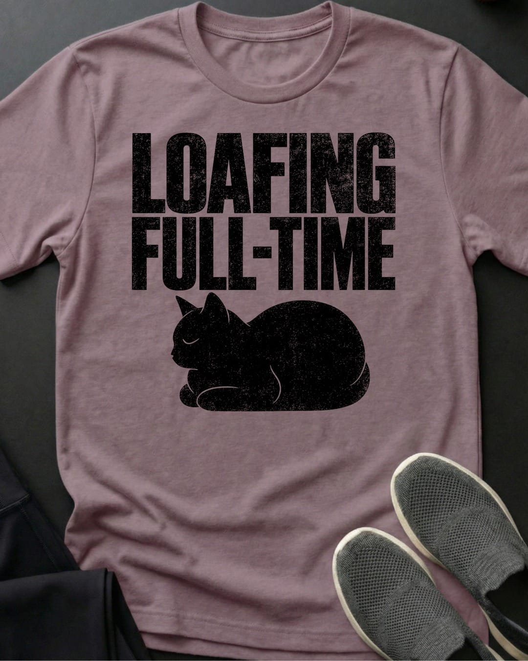 Loafing Full Time Tee Gift For Cat Lover