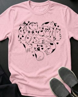 Kitty Heart Tee Gift For Cat Lover
