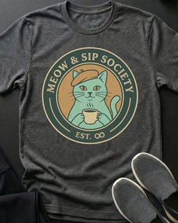 Meow And Sip Tee Gift For Cat Lover