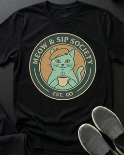 Meow And Sip Tee Gift For Cat Lover