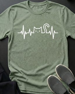 Heartbeat Tee Gift For Cat Lover