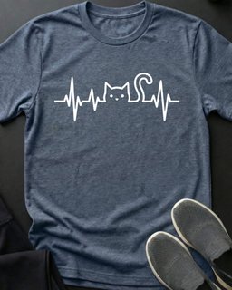 Heartbeat Tee Gift For Cat Lover