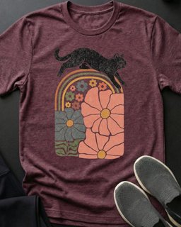 Kitty Flowers Tee Gift For Cat Lover