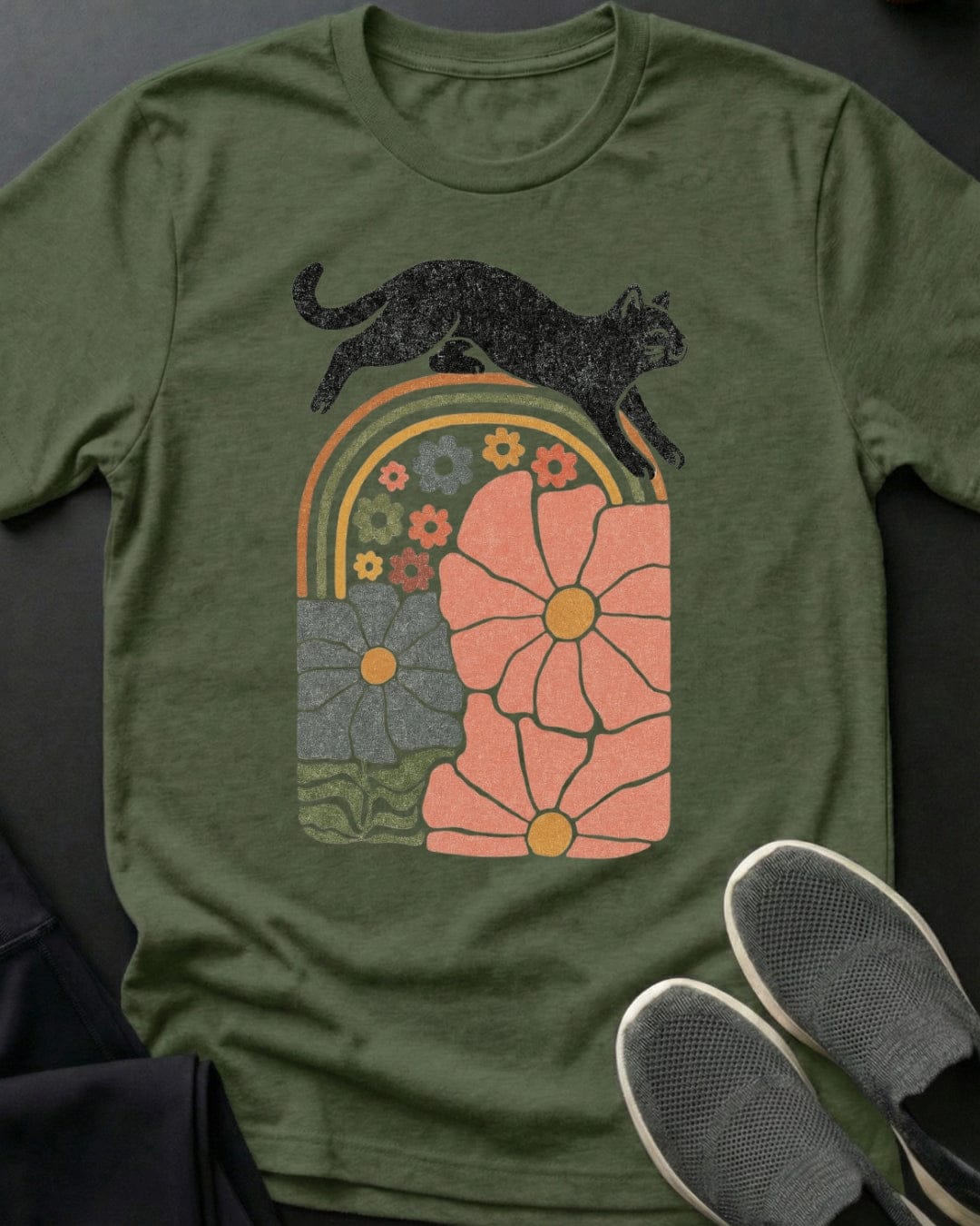Kitty Flowers Tee Gift For Cat Lover