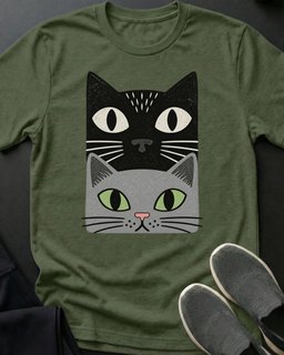 Grey Cat Stack Tee Gift For Cat Lover