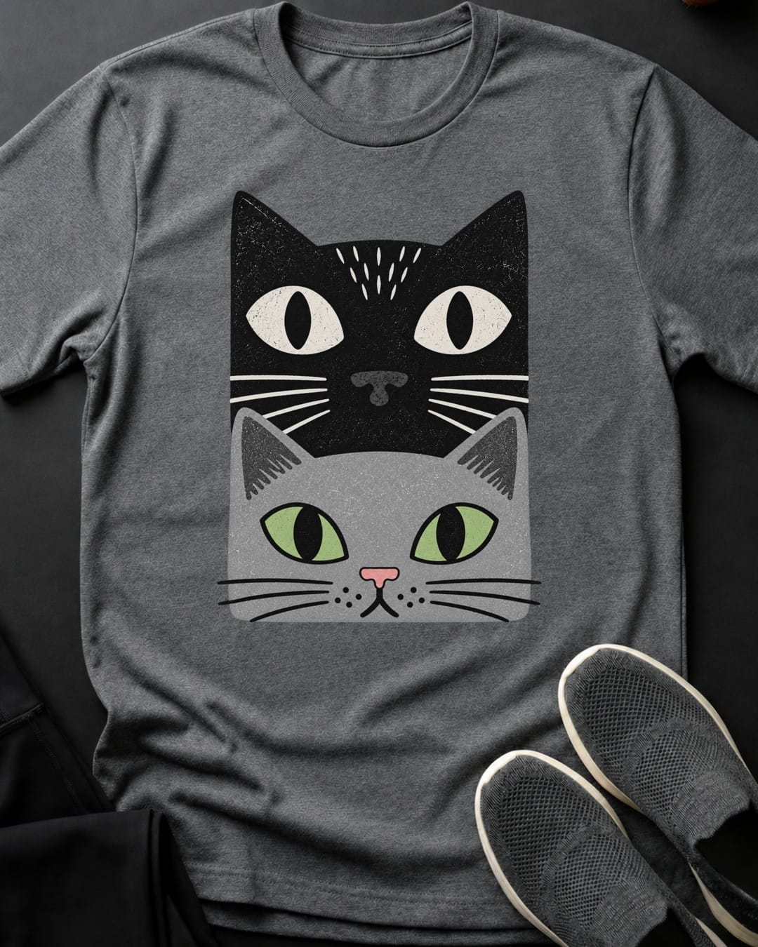 Grey Cat Stack Tee Gift For Cat Lover