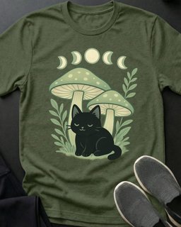 Kitty Shrooms Tee Gift For Cat Lover
