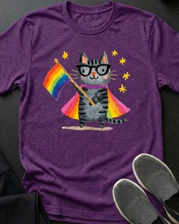 Rainbow Flag Cat Tee Gift For Cat Lover