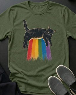 Rainbow Sun Glow Tee Gift For Cat Lover