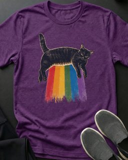 Rainbow Sun Glow Tee Gift For Cat Lover