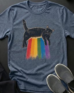 Rainbow Sun Glow Tee Gift For Cat Lover