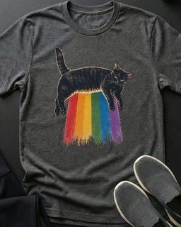 Rainbow Sun Glow Tee Gift For Cat Lover