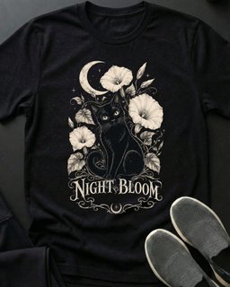 Night Bloom Tee Gift For Cat Lover