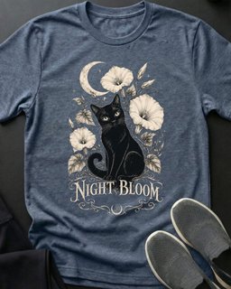 Night Bloom Tee Gift For Cat Lover