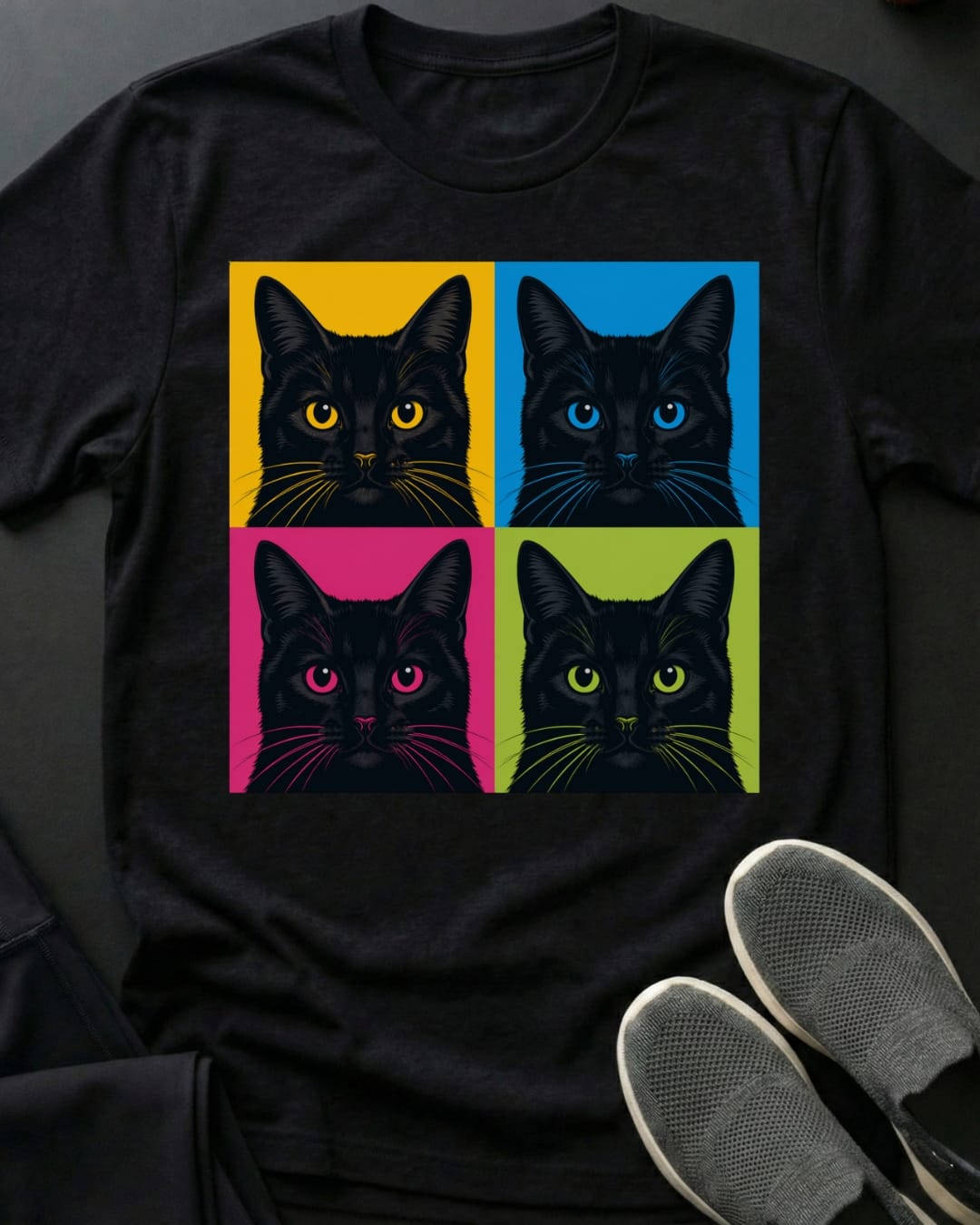 Pop Art Cat Tee Gift For Cat Lover