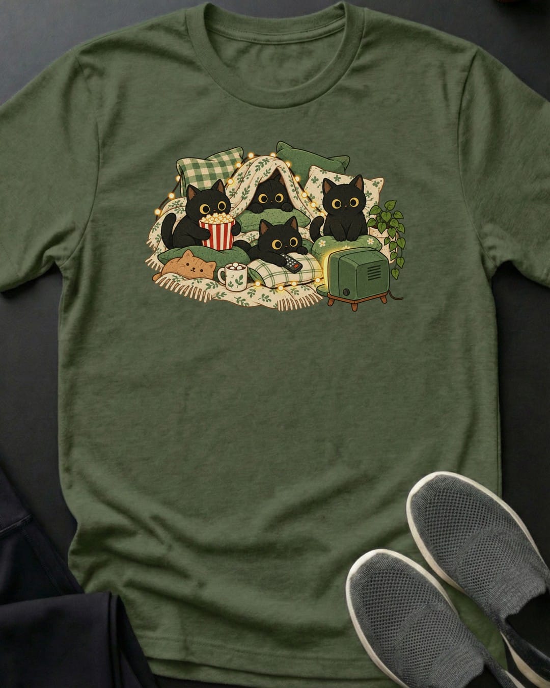 Movie Night Tee Gift For Cat Lover