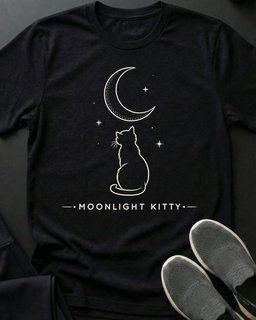 Moonlight Kitty Tee Gift For Cat Lover