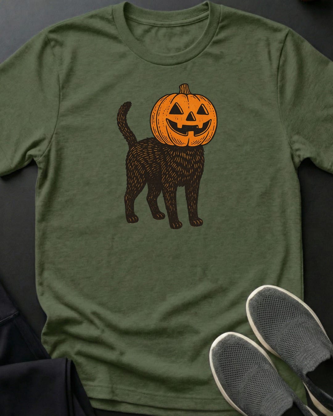 Pumpkin Head Cat Tee Gift For Cat Lover
