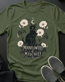 Moonflowers And Mischief Tee Gift For Cat Lover