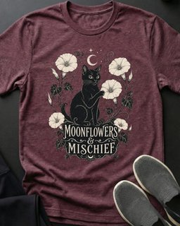 Moonflowers And Mischief Tee Gift For Cat Lover