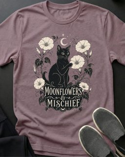 Moonflowers And Mischief Tee Gift For Cat Lover