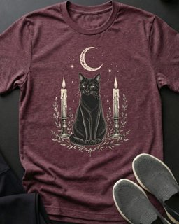 Crescent Moon Cat Tee Gift For Cat Lover