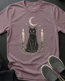 Crescent Moon Cat Tee Gift For Cat Lover